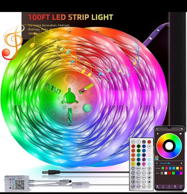 100ft LED Strip Lights 5050 RGB Bluetooth Color Change Remote For Rooms Bar USA