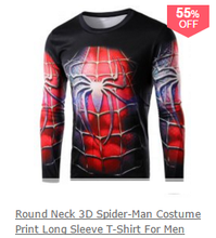 Round Neck 3D Spider-Man Costume Print Long Sleeve T-Shirt For Men