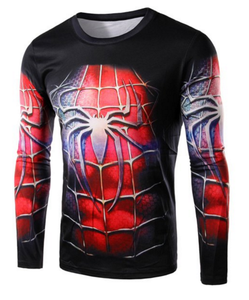 Round Neck 3D Spider-Man Costume Print Long Sleeve T-Shirt For Men