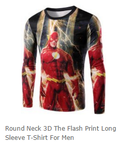 Round Neck 3D The Flash Print Long Sleeve T-Shirt For Men