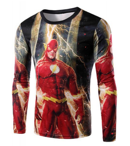 Round Neck 3D The Flash Print Long Sleeve T-Shirt For Men