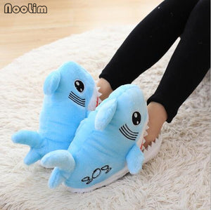 Winter Super Animal Funny Shoes For Men and Women Warm Soft Bottom Home&House Indoor Floor Shark Shape Furry Slippers Shallows