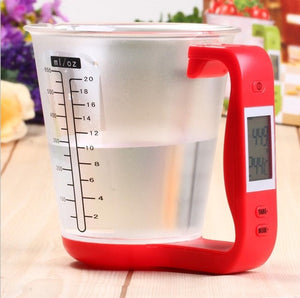 Hostweigh Measuring Cup Kitchen Scales Digital Beaker Libra Electronic Tool Scale with LCD Display Temperature Measurement Cups